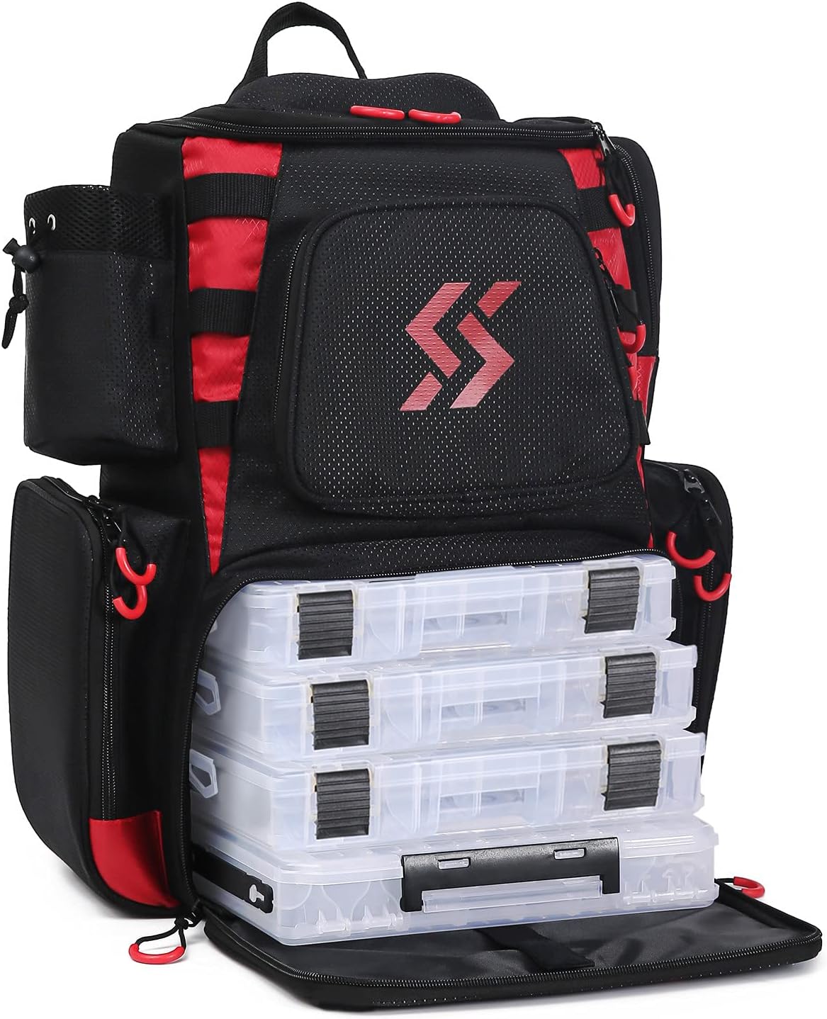 Waterproof Fishing Tackle Backpack with 4 Trays and Rain Cover J91245