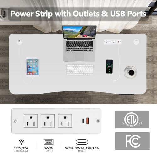 55'' x 24'' Electric Adjustable Height Sit Stand Desk with Charging Station (Oak) T5416