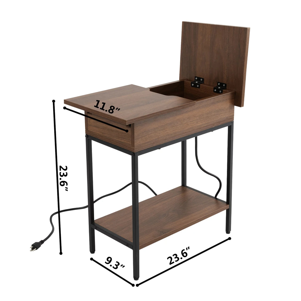 Narrow End Table with Storage and Built-In Outlets M4221