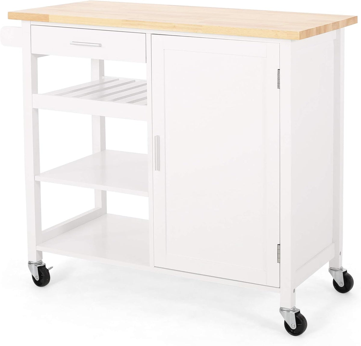 Natural White Kitchen Cart with Wheels J14910