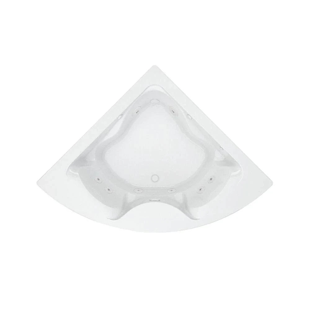 White 85 in. x 60 in. Center Drain Corner Whirlpool Tub S234475