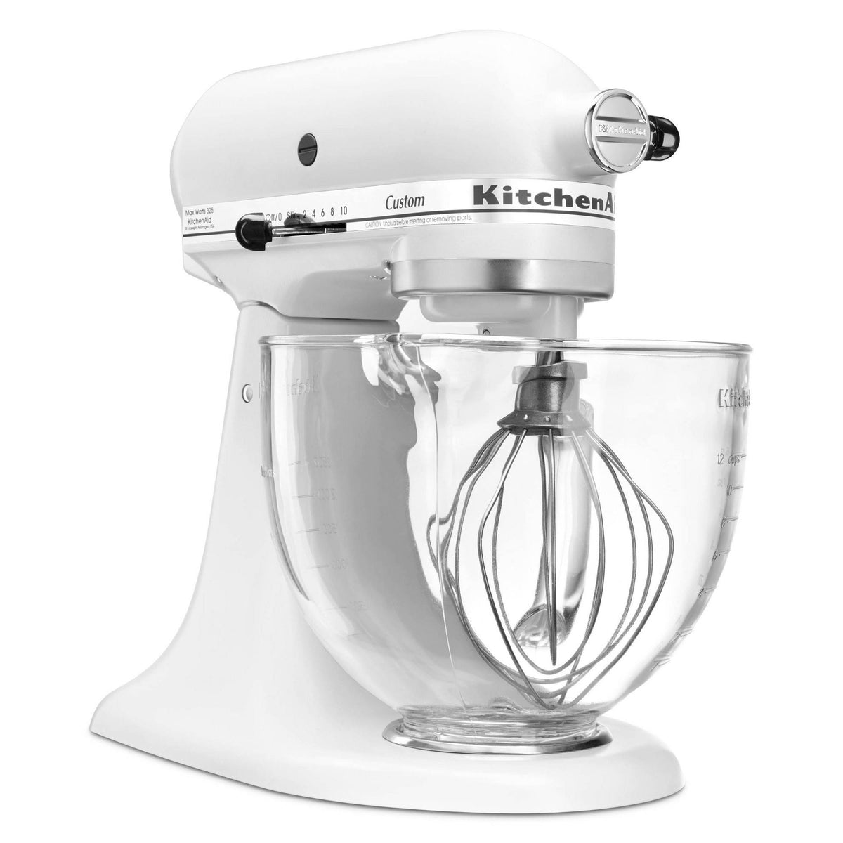 5-Quart Matte White Glass Bowl Stand Mixer X351