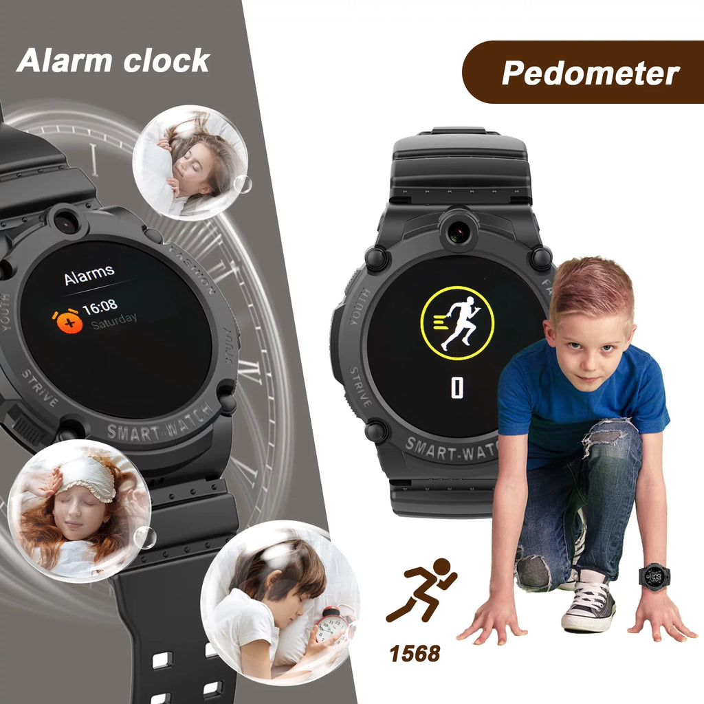 Black Smart Watch with 4G SIM GPS Video Call Pedometer X404