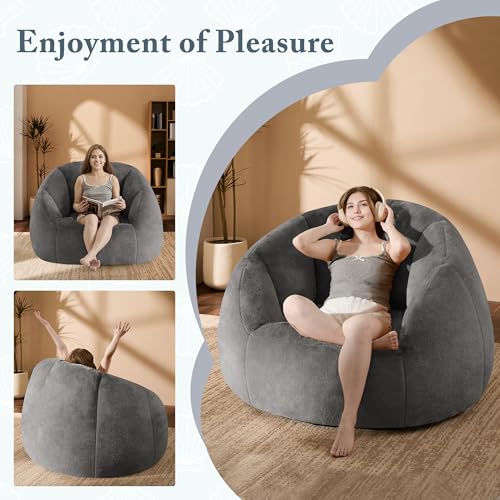 Beige Oversized Bean Bag Chair S69698