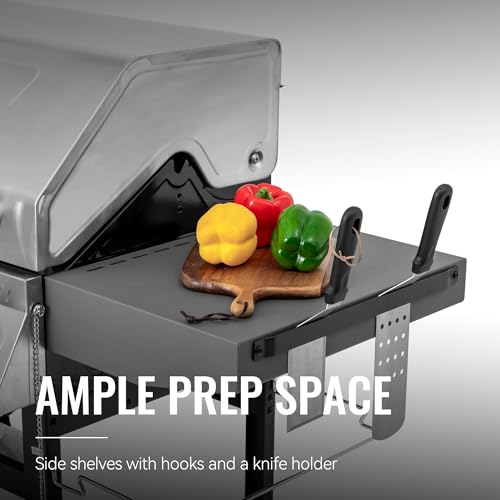 5 Burner Propane Gas Grill with Side Burner and Sear Burner, Porcelain-Enameled Cast Iron Grates E838