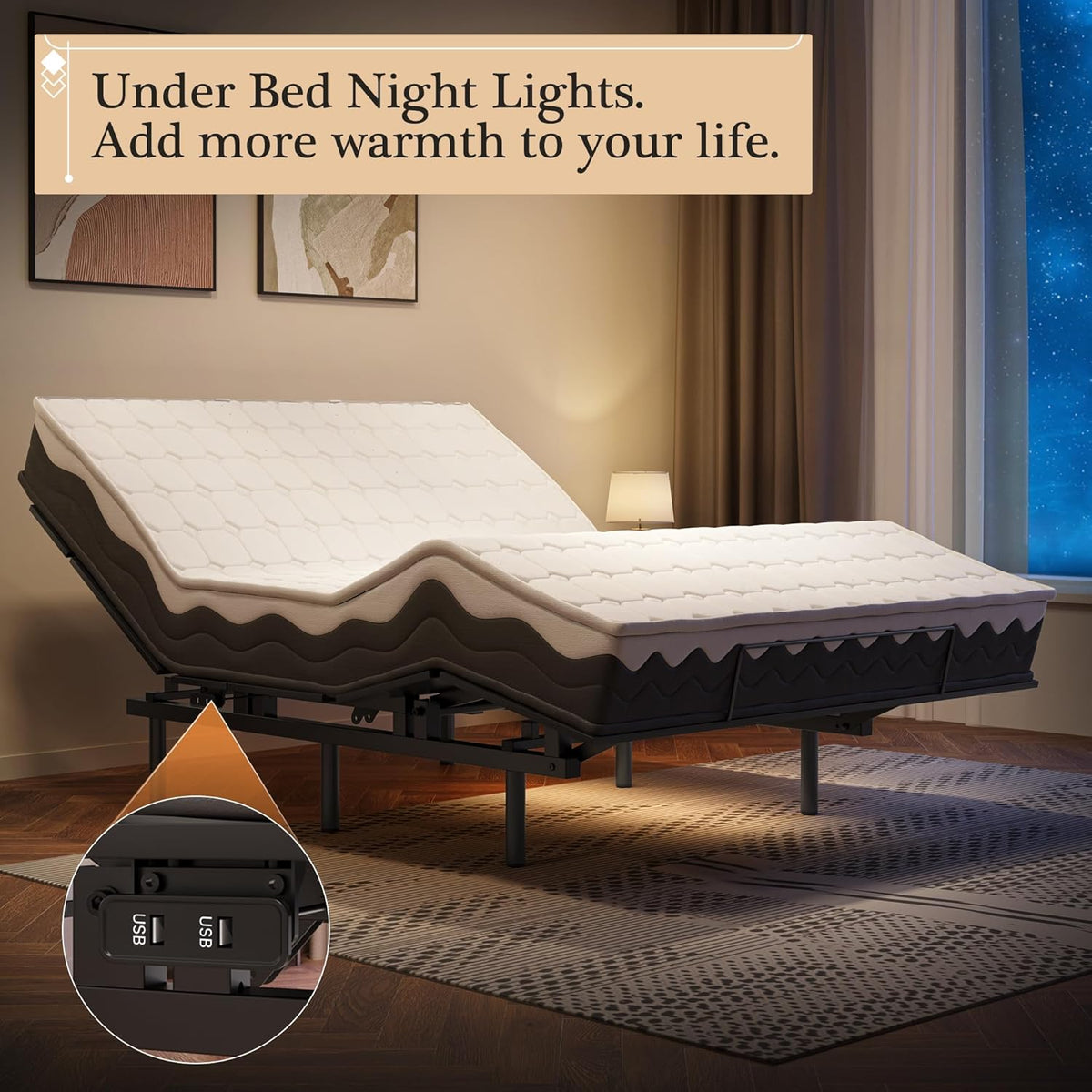 Adjustable Bed Frame with Wireless Remote and Zero Gravity I491546