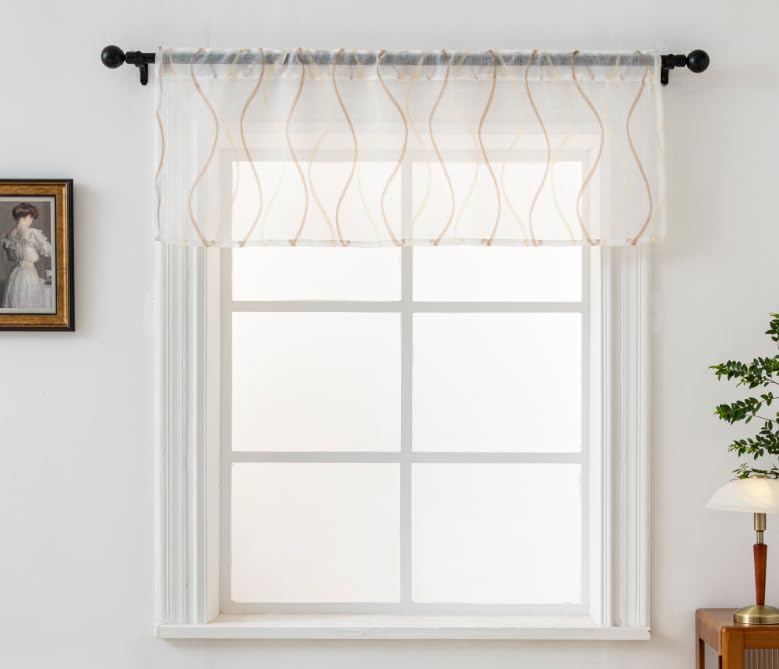 White W52 X L18 Inch Voile Curtain Valance C2181
