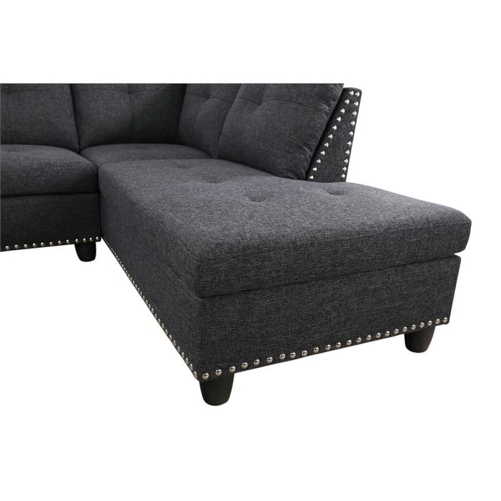 Black Gray Sectional and Ottoman K302