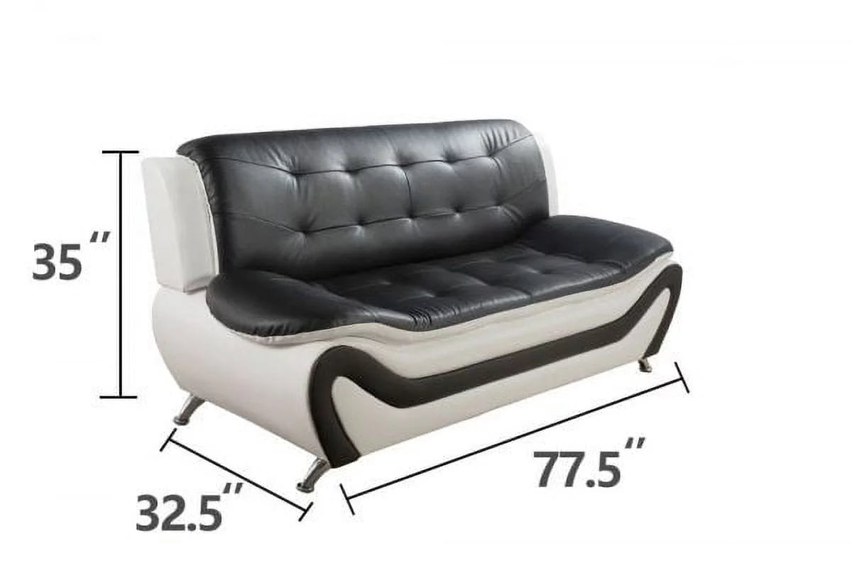 3 pc Black and White Faux Leather Sofa Set M2186