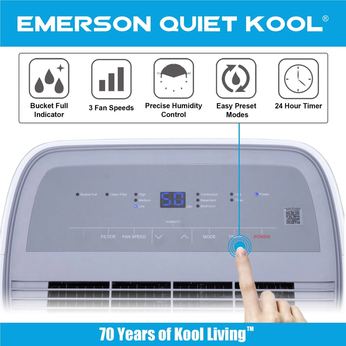 40 Pint Dehumidifier with Front-Access Collection Bucket & 24-Hour Timer G9514