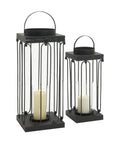 Metal Glass Candle Lantern Set of 2 J568421