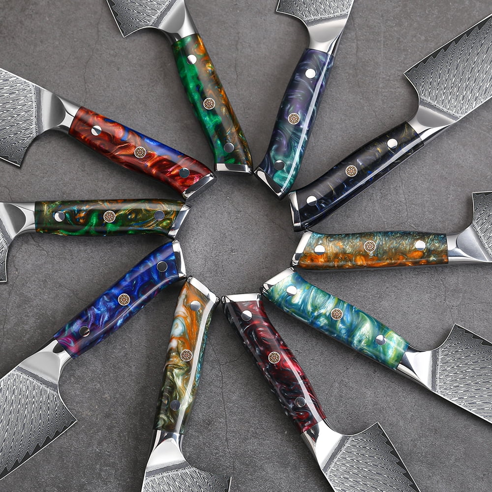 6x Japanese VG10 Damascus Steel Knife Block Set D3518