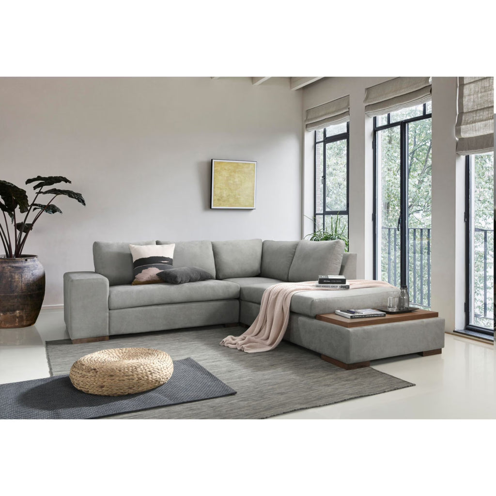 Bianca Gray Fabric Sectional Sofa with Console Table and Right Hand Facing Chaise P68203