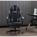 Black/Gray Faux Leather Swiveling PC Game Chair with Footrest K5728