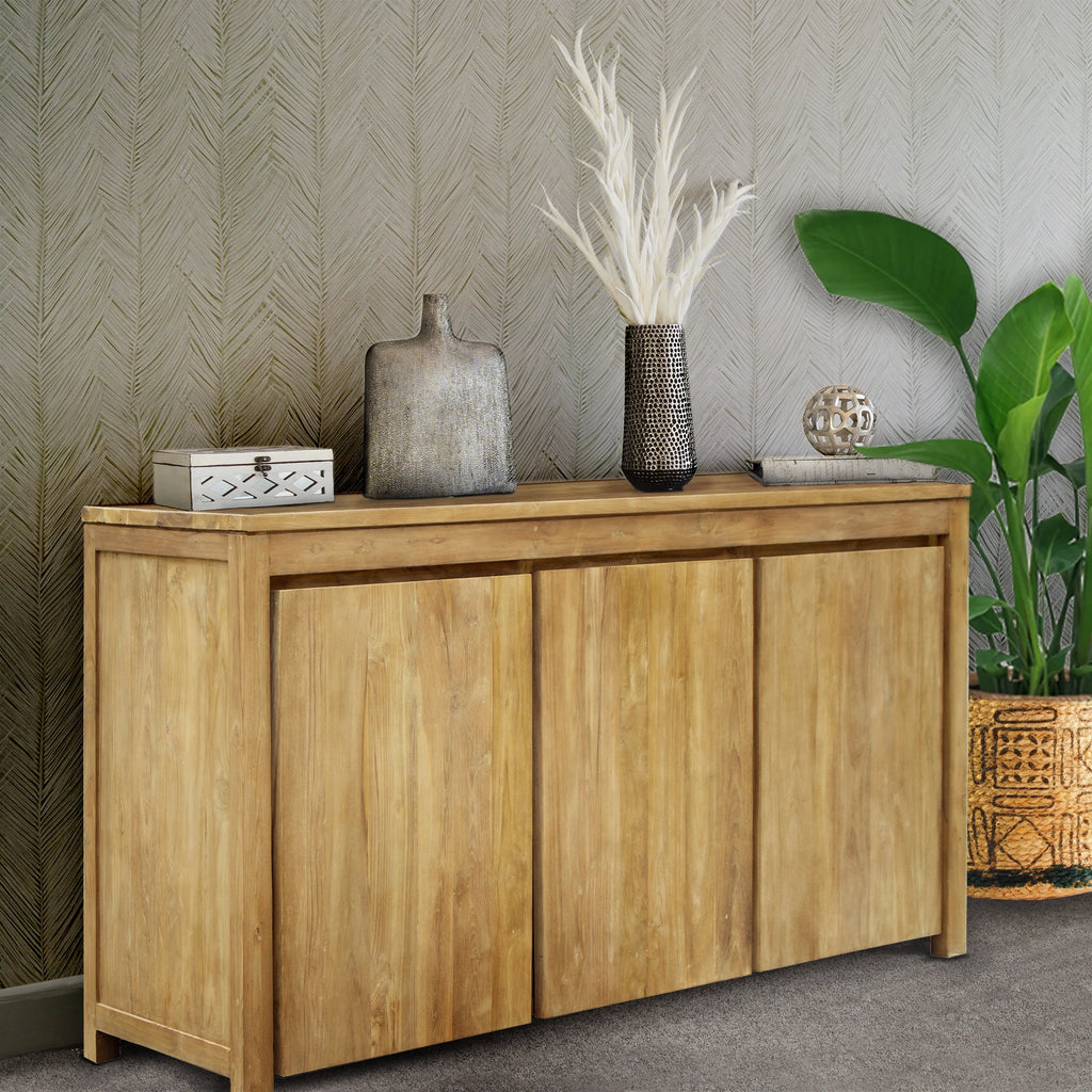 Recycled Teak Wood Buffet With 3 Doors Z456070