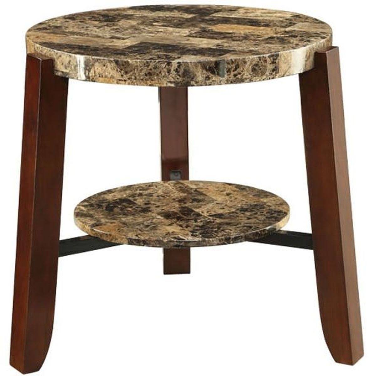 Faux Marble & Cherry End Table F11475