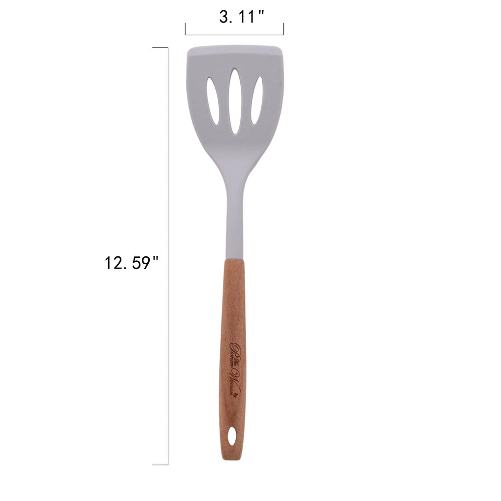 10-Piece Silicone and Acacia Wood Kitchen Utensils Set N363