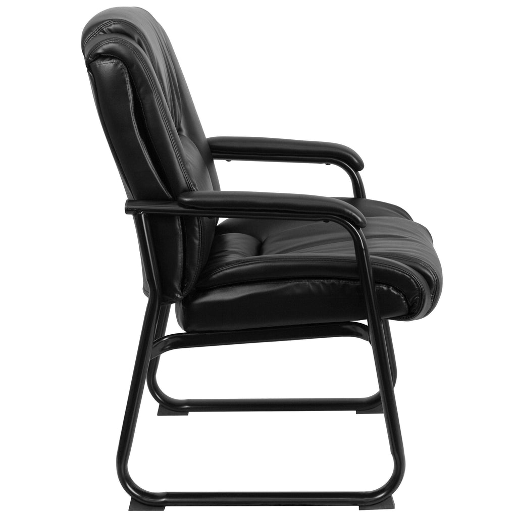 Black Leather Executive Side Chair with Sled Base O48173