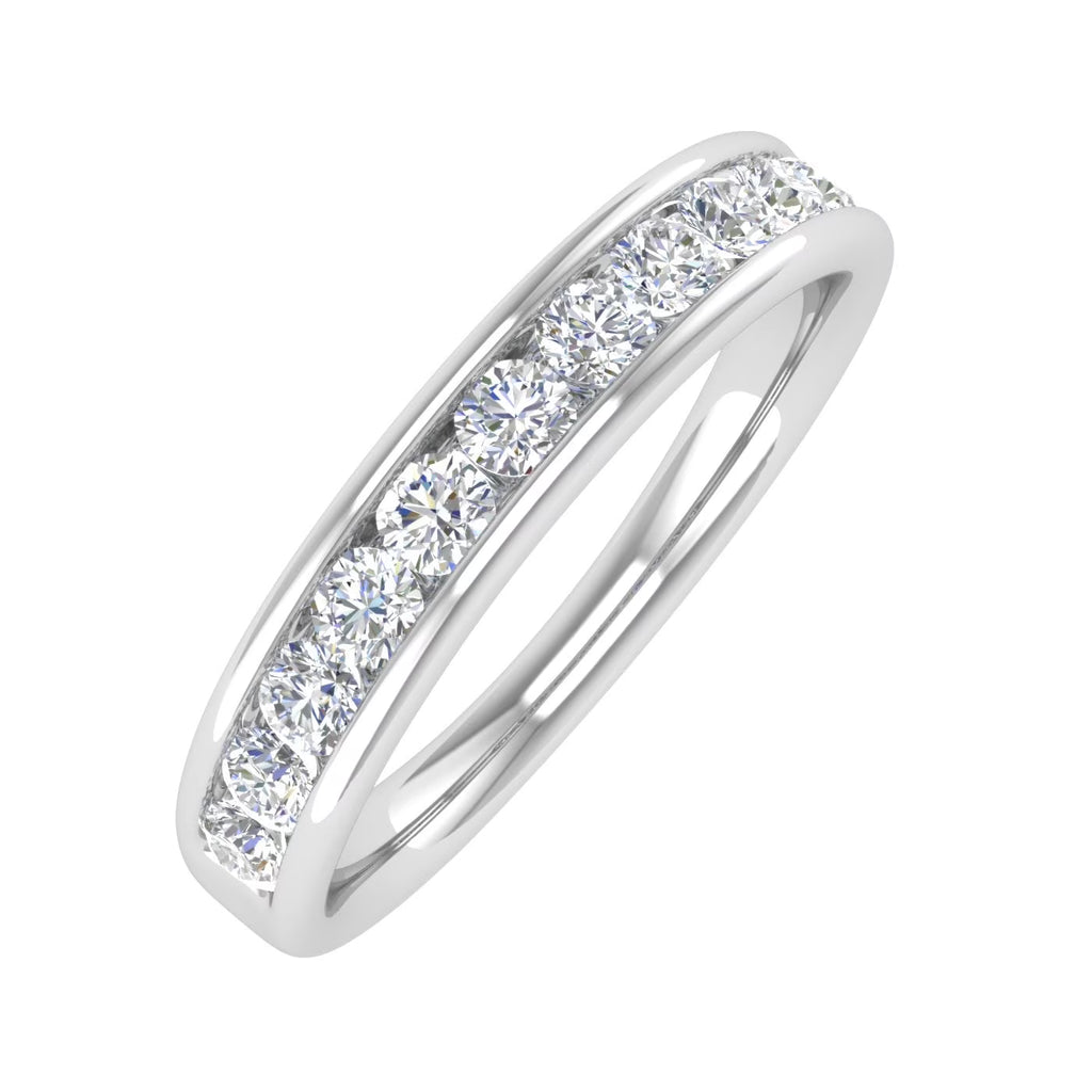 14K White Gold Diamond Wedding Band Ring J865