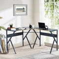 Black L Shaped Corner Computer Desk H11745