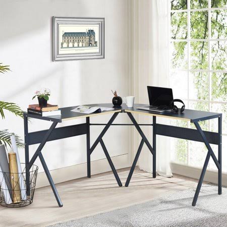 Black L Shaped Corner Computer Desk H11745
