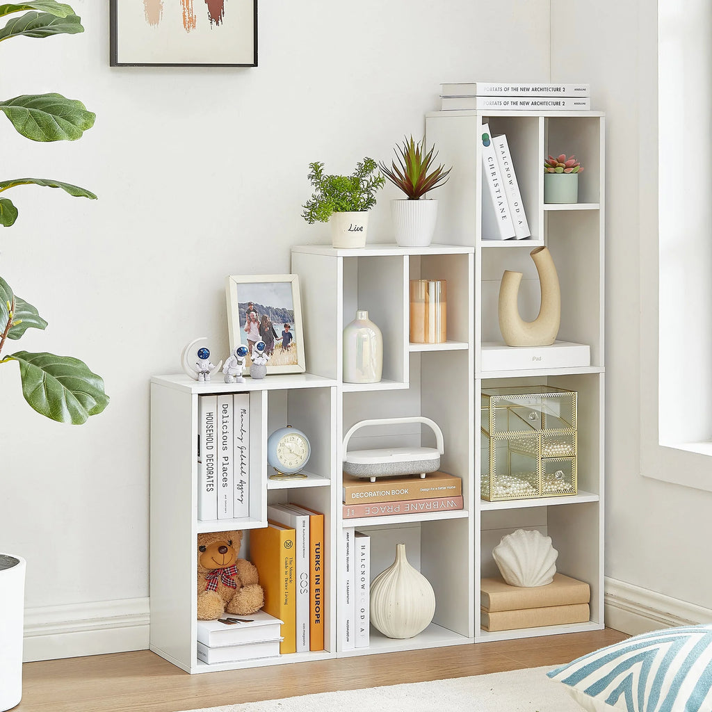 White 2-Tier Wood Bookcase Set of 2 V222