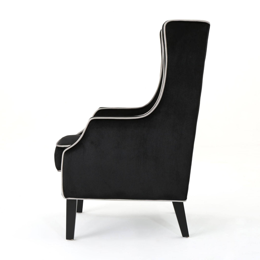 Black Traditional High Winged Back Club Chair K7558