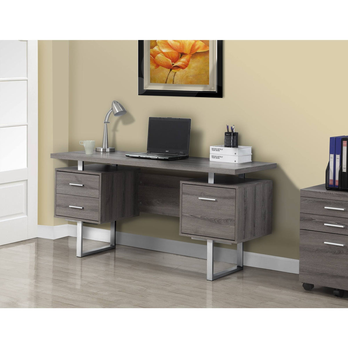 Gray Hollow Core Computer Desk E8495