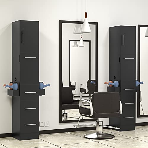 White Salon Station with 3 Drawer and 1 Large Cabinet G83316