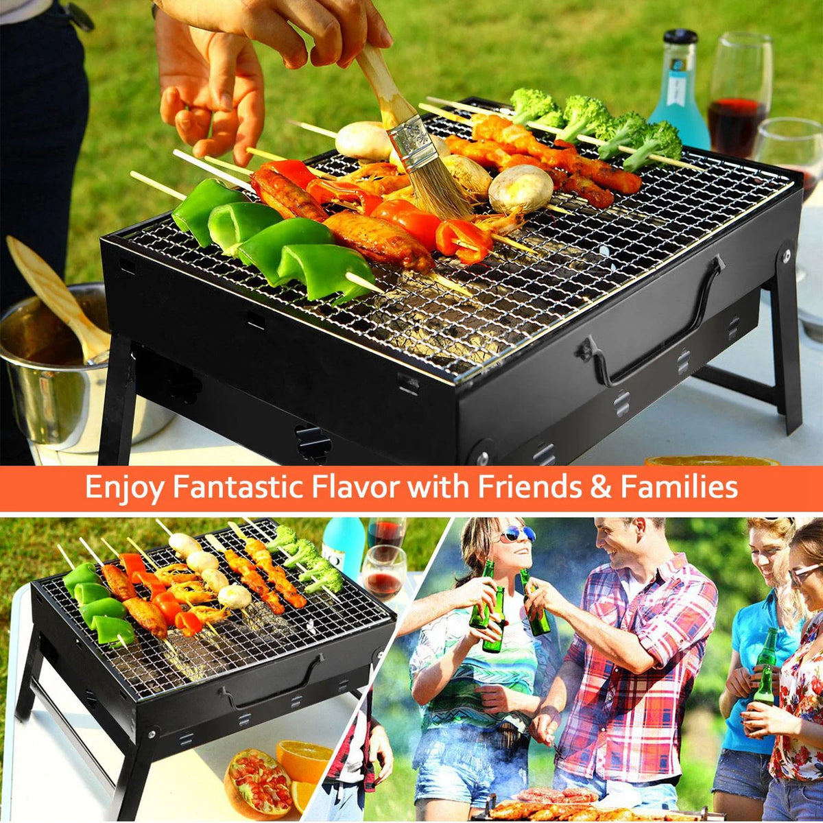 Charcoal Grill Portable Folding Stainless Steel Grill Y28871