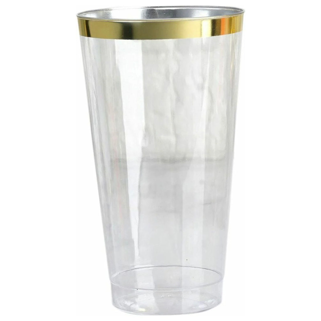 18 oz Clear with Gold Rim Plastic Cocktail Glasses W293