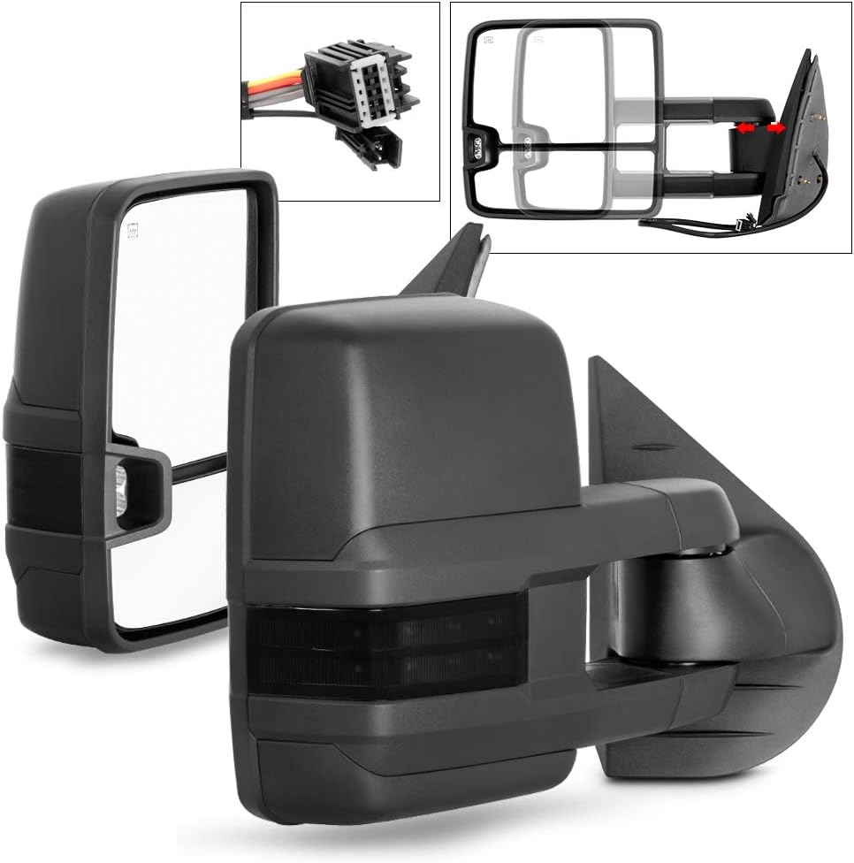 Telescoping Towing Power Heat Smoke LED Signal Side Mirrors Left+Right S71114