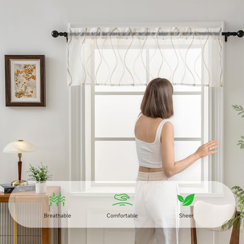 White W52 X L18 Inch Voile Curtain Valance C2181