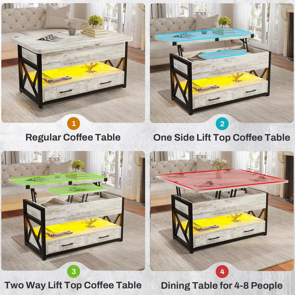 White Lift Top Coffee Table with Storage L815579