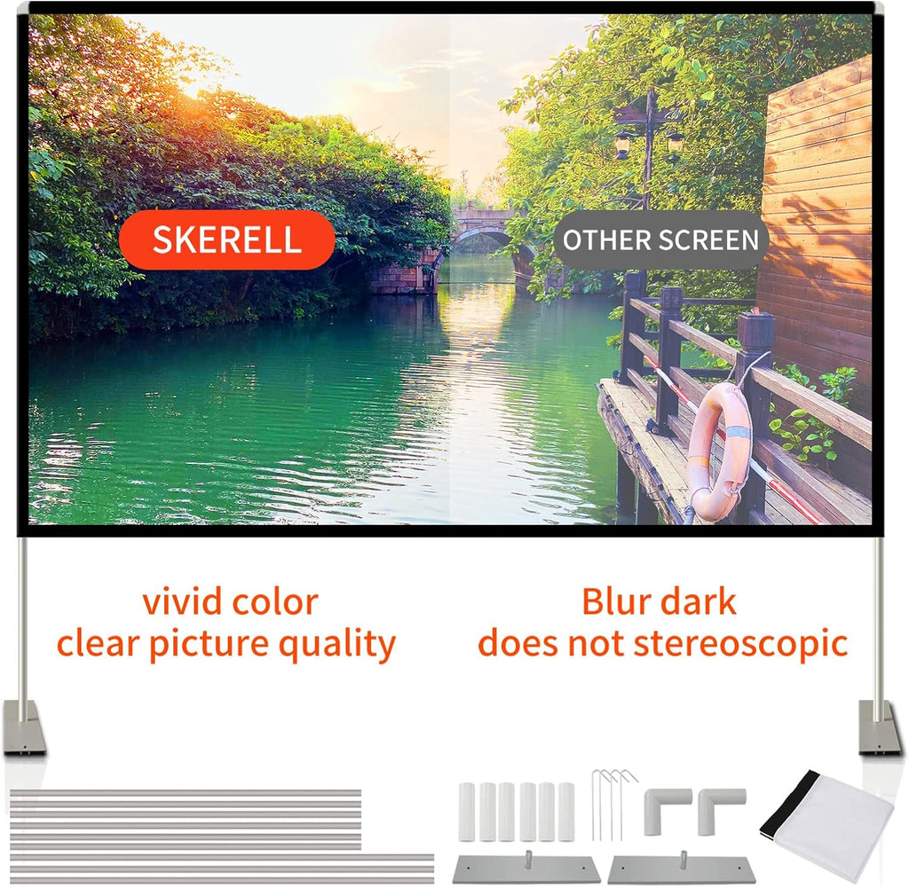 120 inch Portable Projection Screen with Stand and Carry Bag C57746