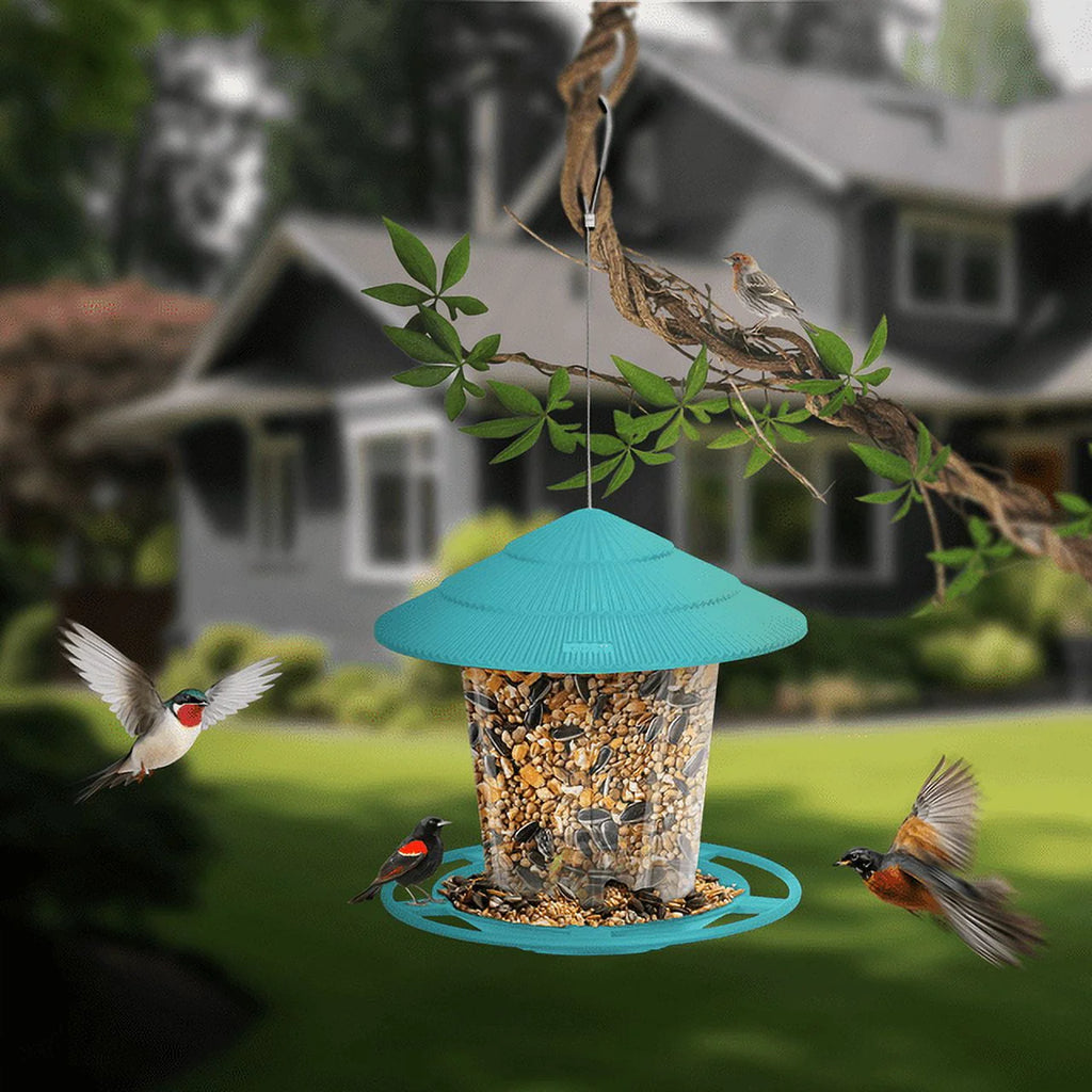 Squirrel Proof Blue Plastic Bird Feeders G348977