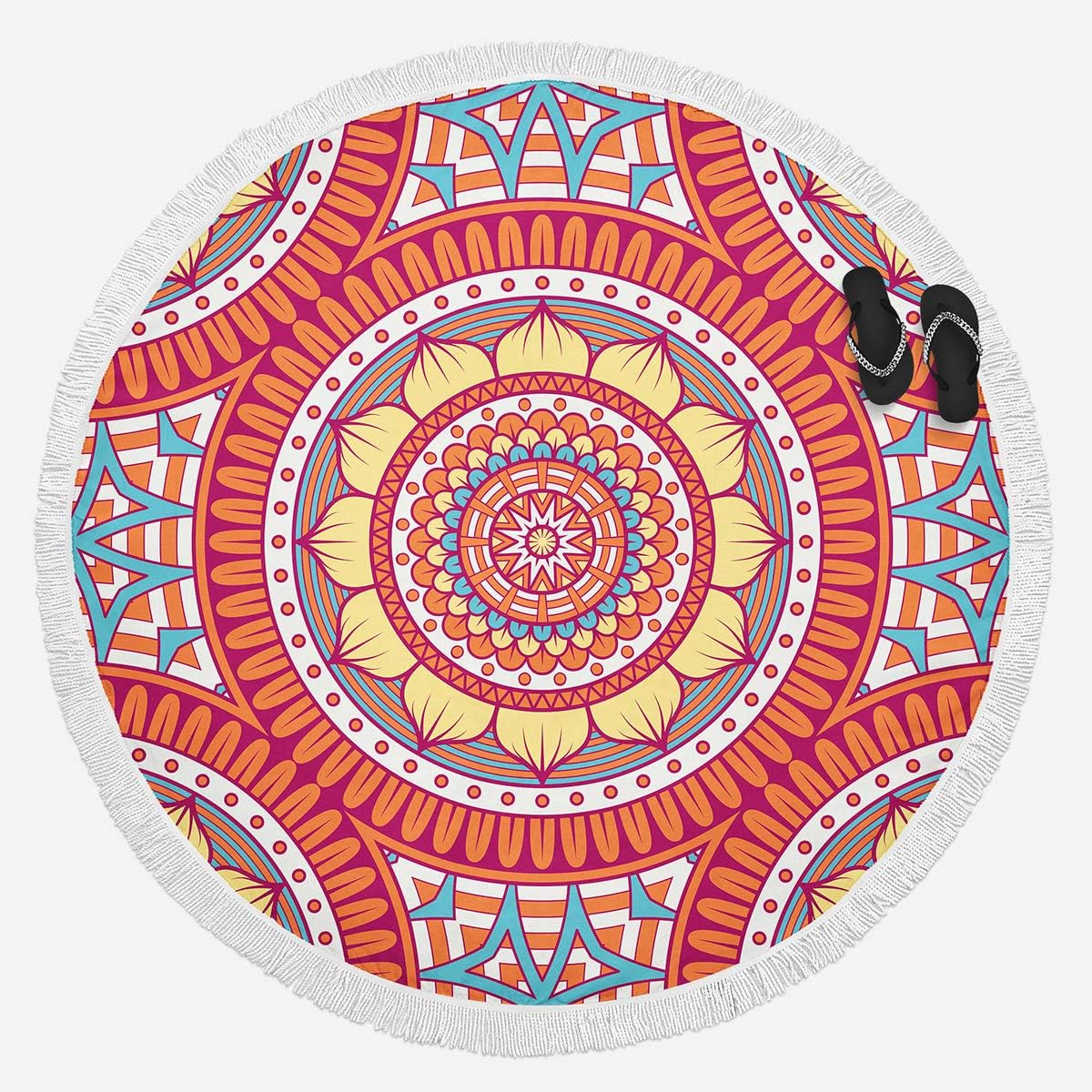 Round Beach Towel with Tassel S8618