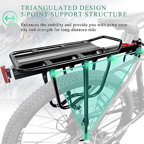 Rear Bike Rack with 110 lbs Load Capacity Aluminum Alloy Bicycle Carrier Rack Y7943