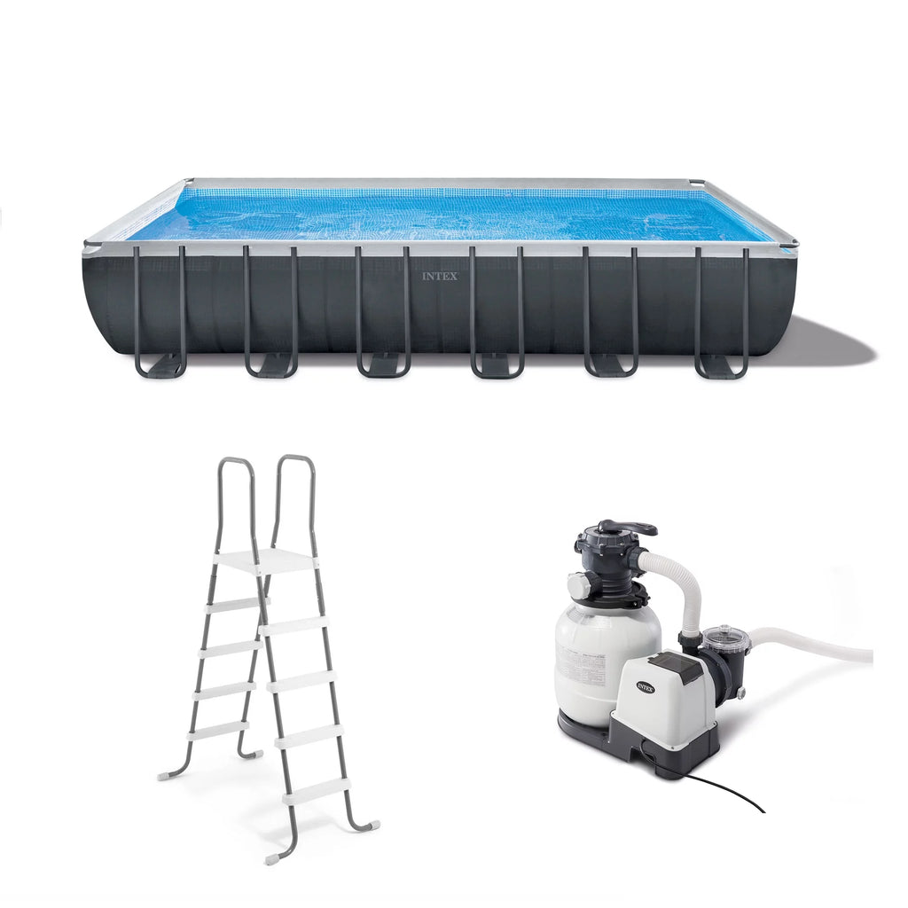 24' x 12' x 52 Rectangular Frame Swimming Pool with Pump F639736