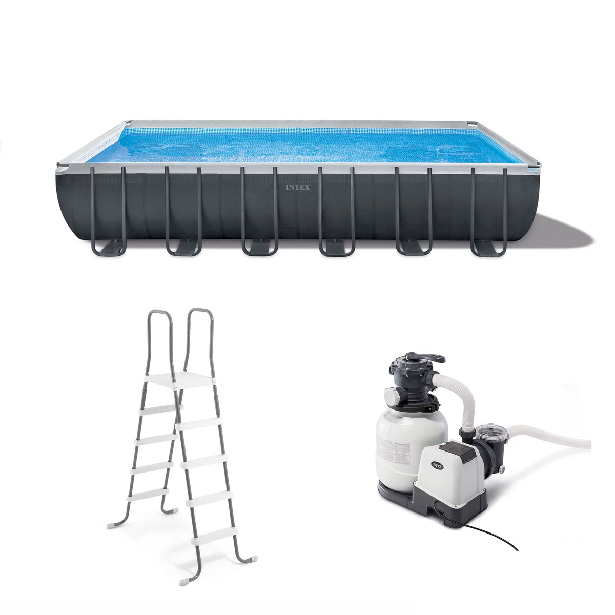 24' x 12' x 52 Rectangular Frame Swimming Pool with Pump F639736