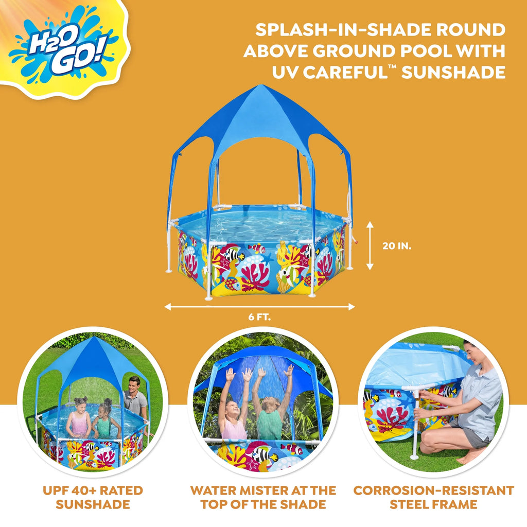 6' x 20 Above Ground Round Swimming Pool with Canopy O781080