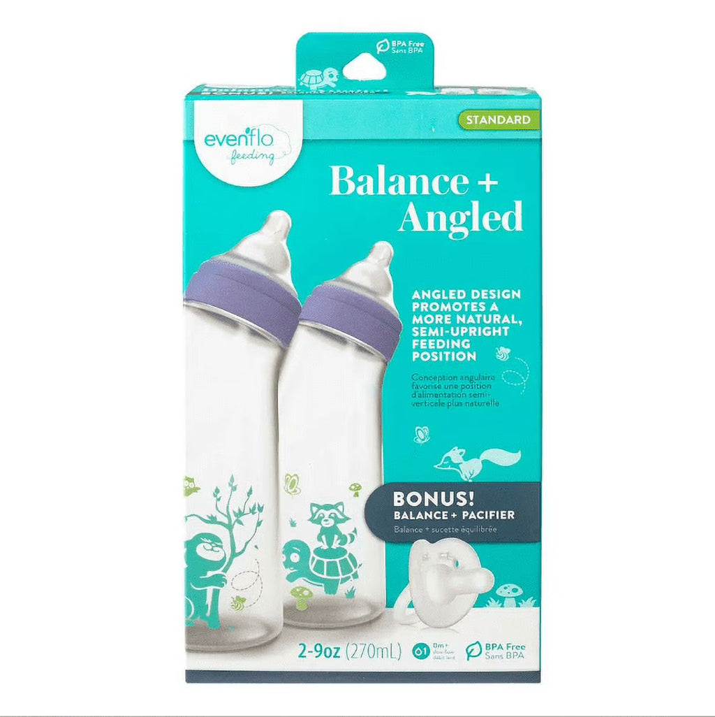 9 Oz 2-Pack Angled Bottle with Pacifier I9138