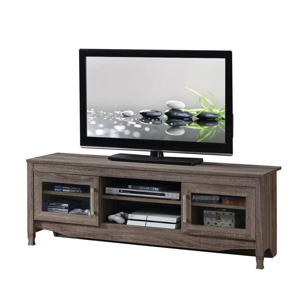 Grey Driftwood TV Stand up to 60 Inches with 2 Doors S228