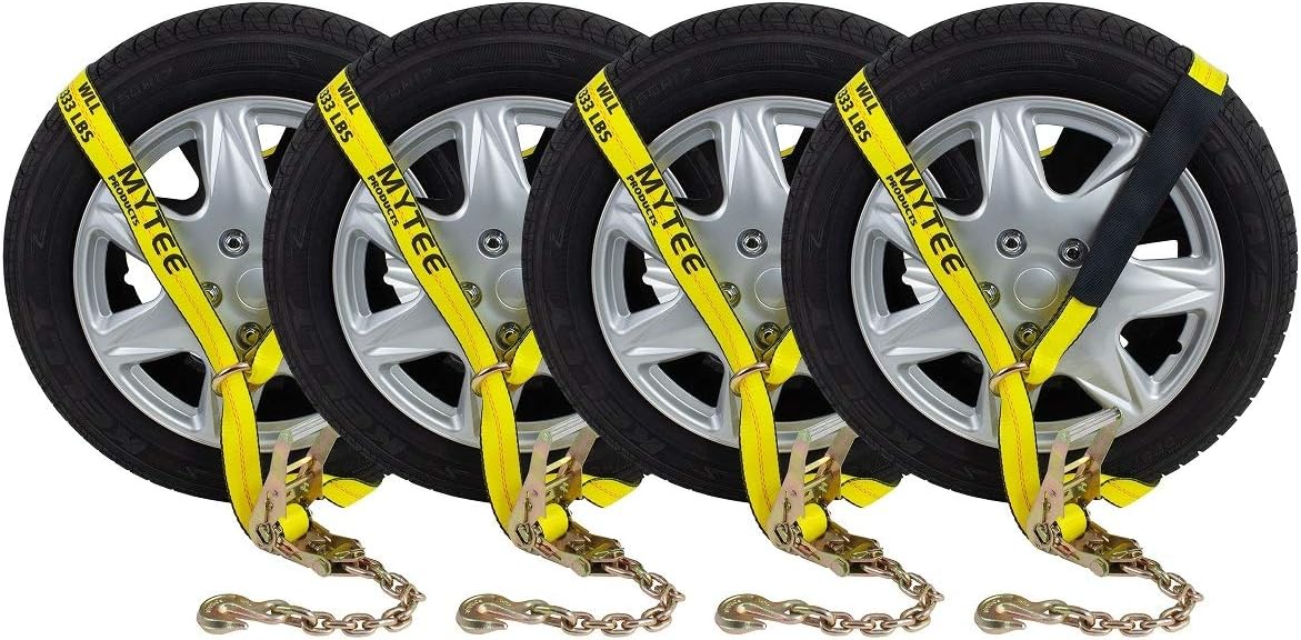 (4 Pack) 2 x 12' Ratchet Strap with Chain Anchor Z896