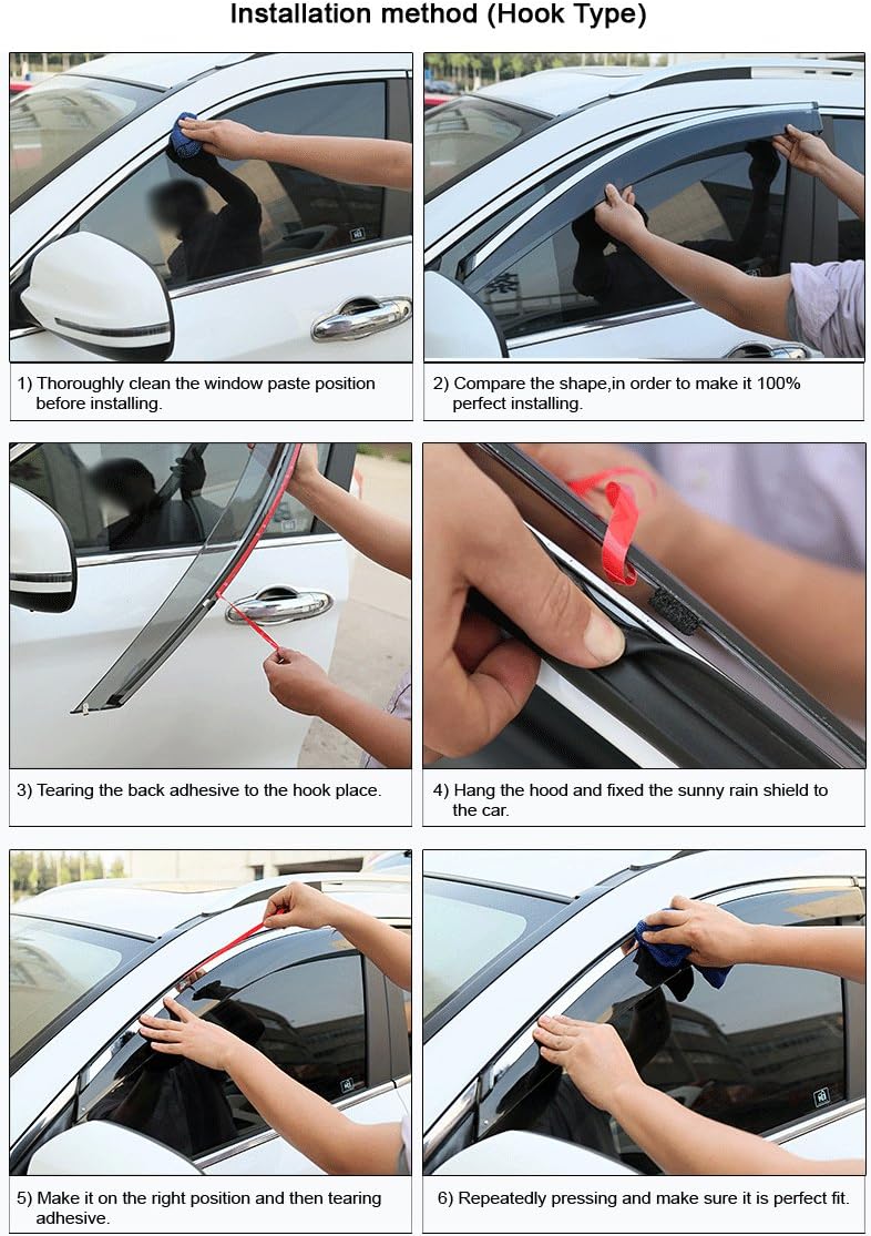 Car Window Visor Vent Shade Deflector Sun/Rain/Fog Guards H988952