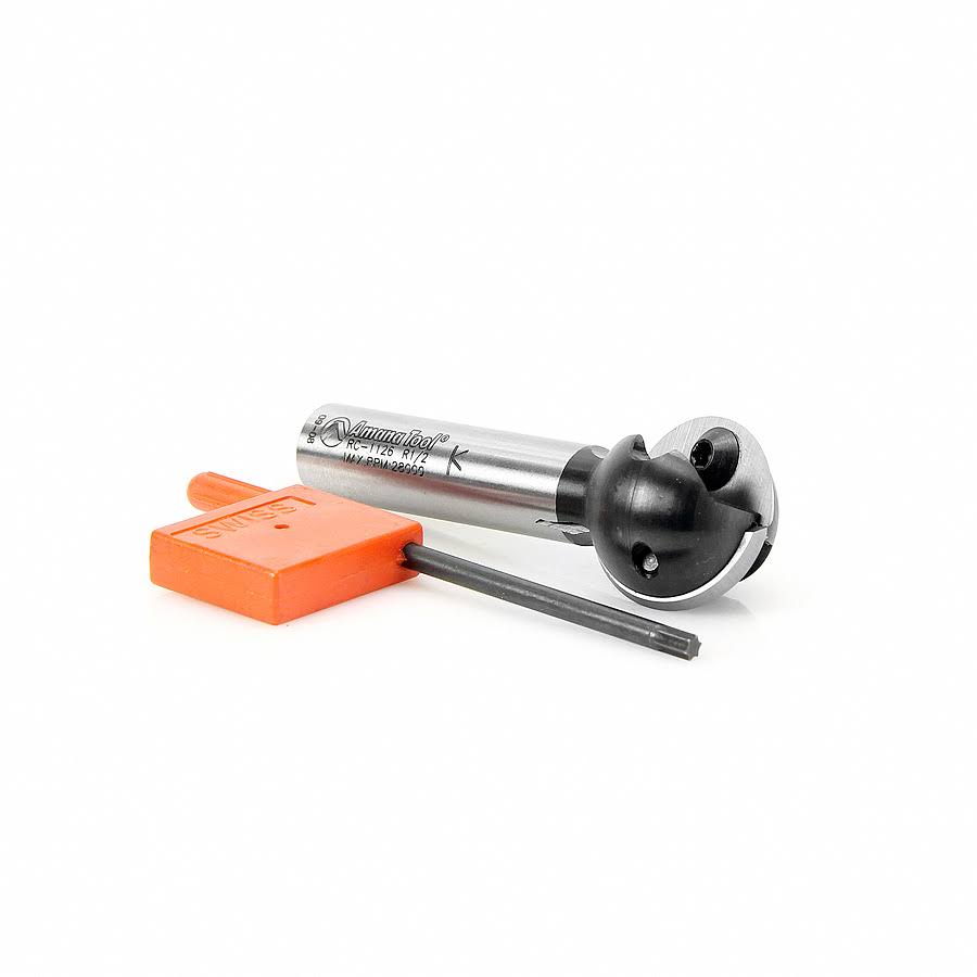 Carbide Tipped CNC Ball End Insert Router Bit 1/2 R x 1 inch D x 1/2 CH x 1/2 SHK E82460