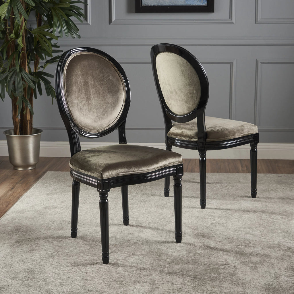 Gray Velvet Dining Chairs Set of 2 O620