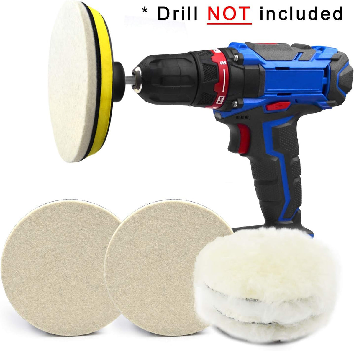 6 Inch 8PCS Wool Buffing Pads Kit with 5/8''-11 Thread Hook & Loop Backer Plate S110585