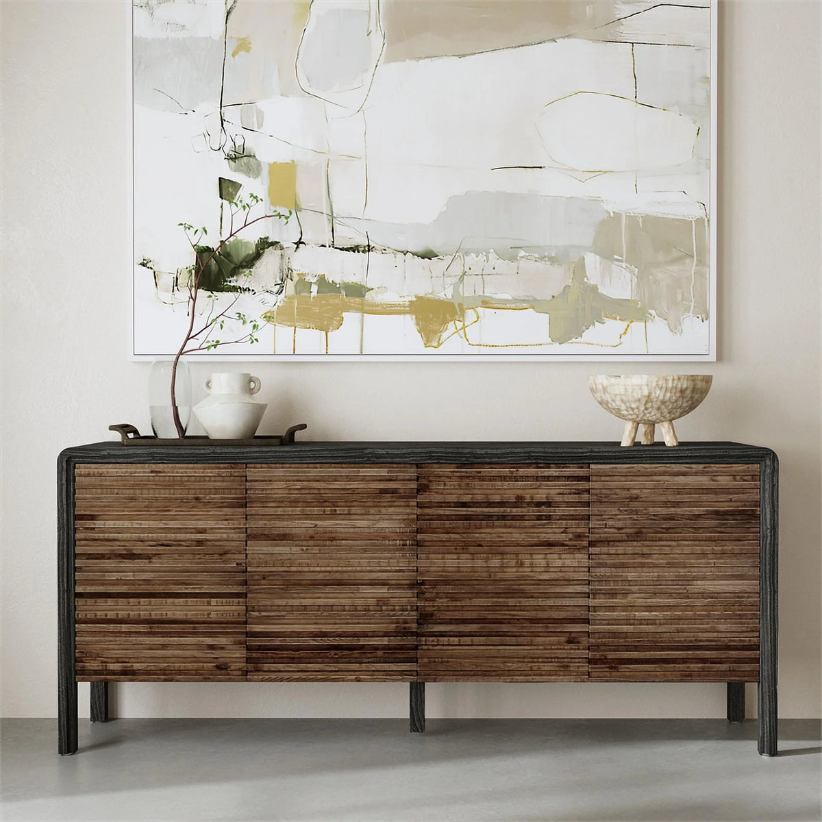 79" Reclaimed Elm Wood 4-Door Sideboard A2126