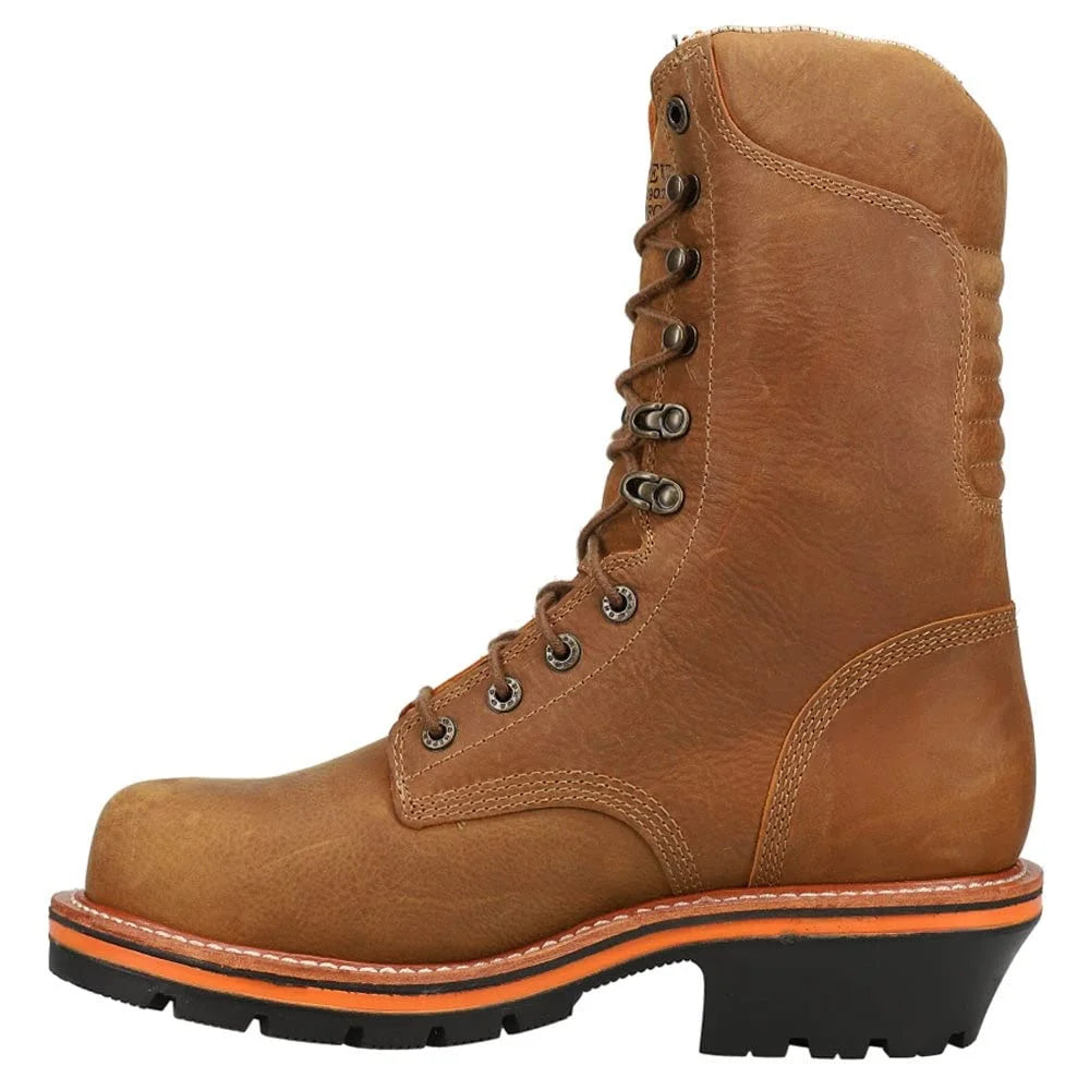 Brown Waterproof Composite Toe Insulated Lace-Up Work Boots J80988